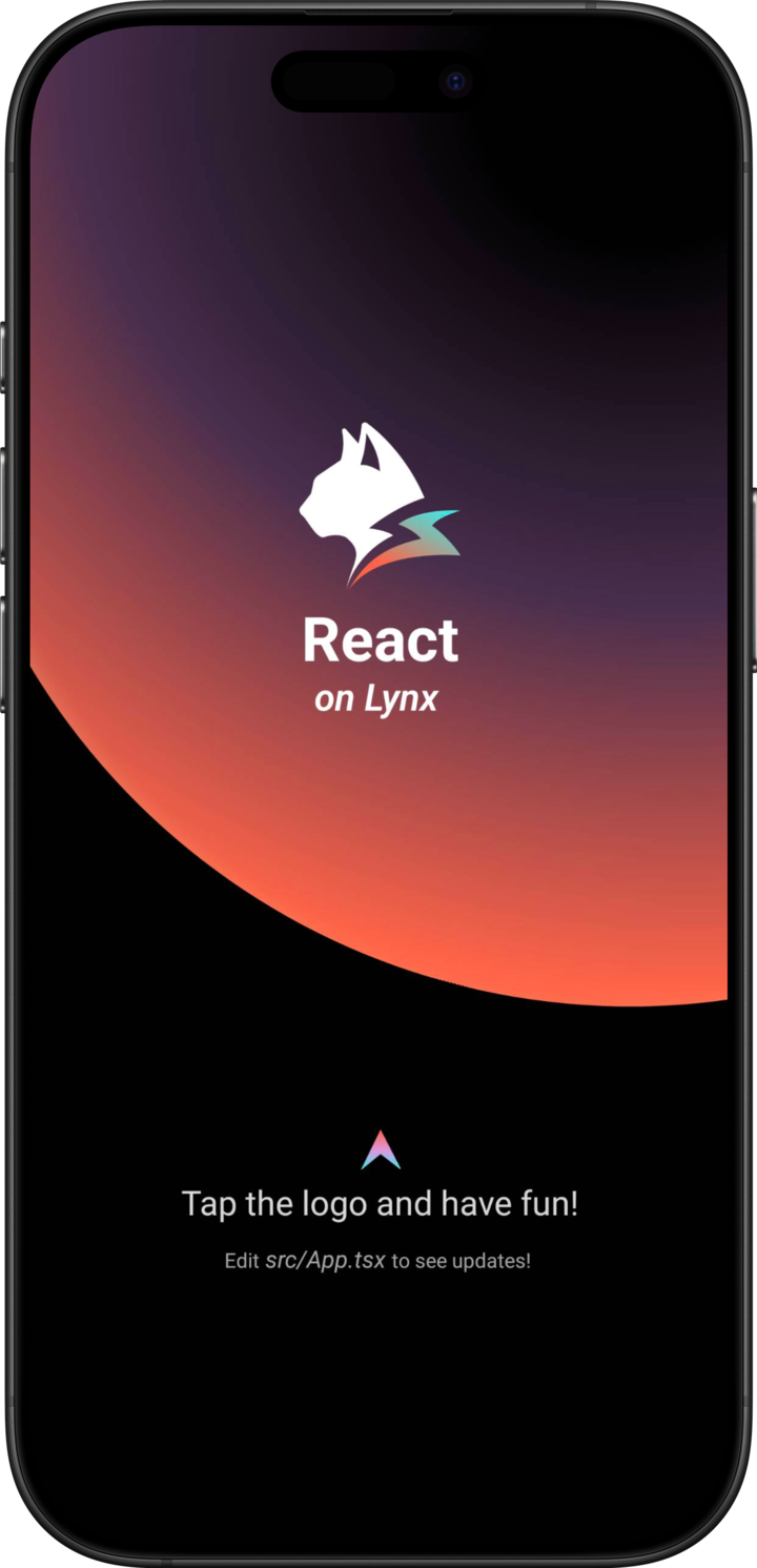 Hello world Lynx app running on iOS